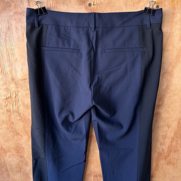 Vince Wool Tapered Two Tone Blue Black Seam Front Tuxedo Trousers - Picture 6 of 12